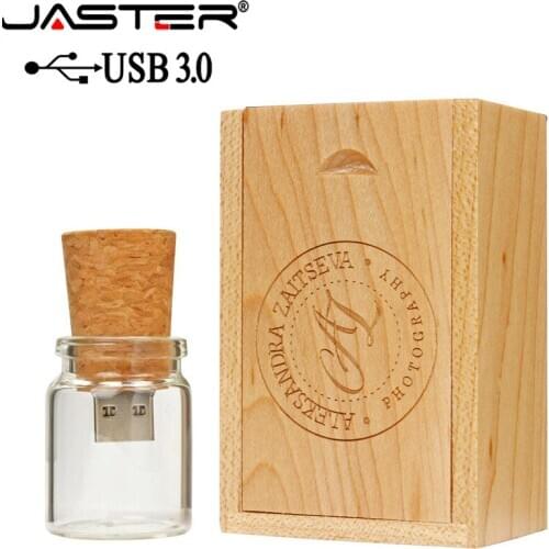 JASTER USB 3.0 Wooden cork drifting bottle flash drive pendrive 4GB 16GB 32GB 64GB wishing bottle wedding gift 1PCS free logo