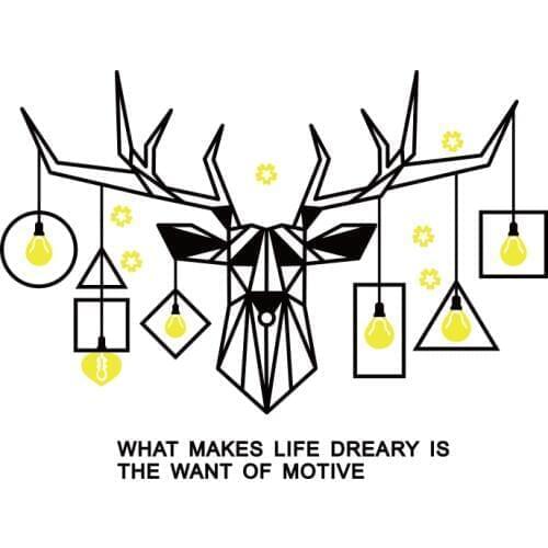 Creative deer Acrylic 3D wall stickers Living room DIY art wall decor mirror stickers Dining room Bedroom lamp wall decoration