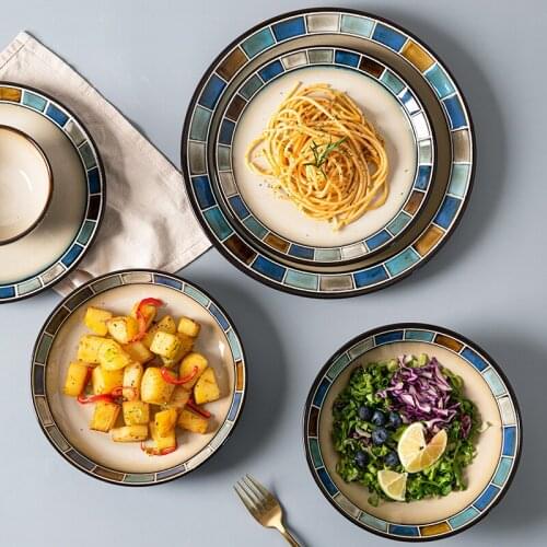 Round Plate Creative Ceramic Tableware Steak Plates Fruit Tray For Kitchen Noodle Dishes Dessert Plate Dinner Serving 접시 Тарелка