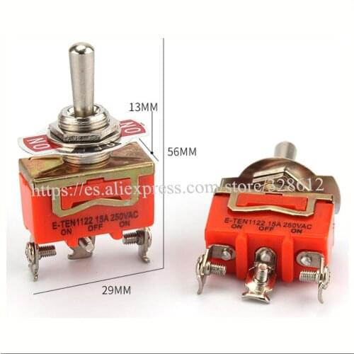 Miniature toggle switch 1122 ON-OFF-ON 15A 250VAC Toggle switch Swing arm switch Three-legged Three gears