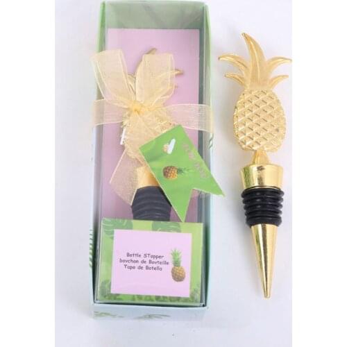 M17D Elegant Pineapple Champagne Red Wine Bottle Stopper Vacuum Sealed Twist Valentines Wedding Favors Gift