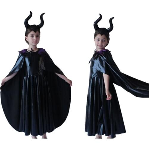 Disney Maleficent Fashion Anime Casual Dresses Cartoon Children Baby Clothing Girls Gifts