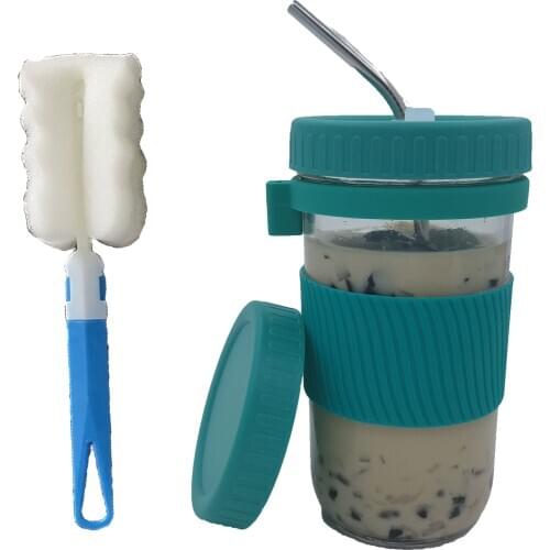 Mason Jar 7 In 1 Mason Bottle Set Indoor And Outdoor Universal Water Cup Drink Cup With Brush Straw And Ring