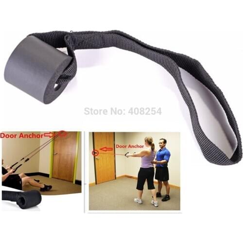 Resistance Bands Set Or One Foam Door Anchor Strap Exercise Training Attachment D-ring Gym Fitness System BLACK