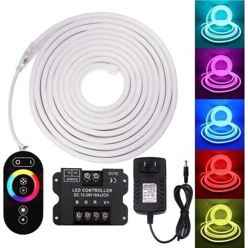RGB Neon Strip DC 12V LED Strip Waterproof 5050 60leds/m 2835 120LEDs/m Dimmer White/Red/Blue/Green Flexible LED Neon Lights