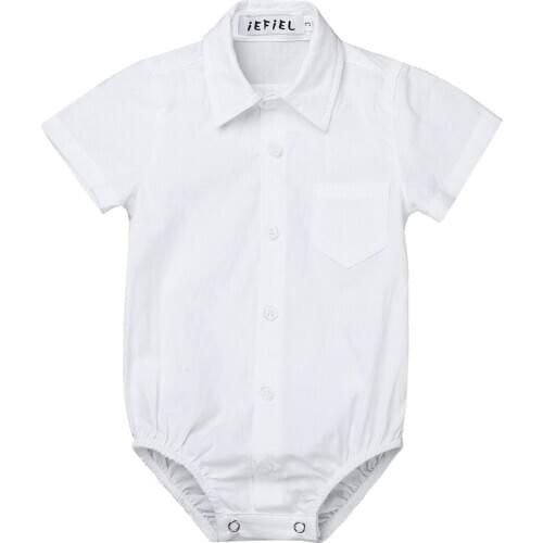Baby Clothes Cotton Bodysuit 3-24M Summer Newborn Boys Short Sleeve Kids Formal Gentleman Shirt Jumpsuit Baby Boys Clothes