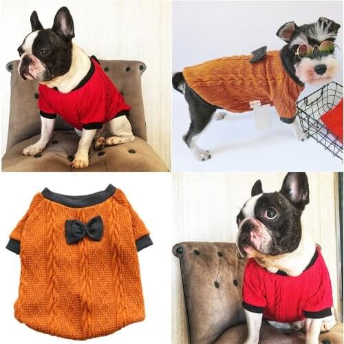 Pug Clothes French Bulldog Clothing Winter Dog Sweater Knit Apparel Poodle Bichon Pomeranian Schnauzer Costume Pet Outfit Coat