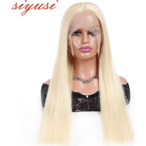 SIYUSI Blonde Brazilian Straight Human Hair Wigs 613 Lace Frontal Wig 13x4X1 Womens Wig Human Hating Middle Part Closure Wig