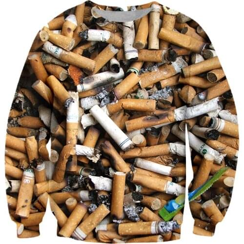 CJLM Daily Smoke Brown-yellow Long-sleeved Shirt Casual Cool Style Spring Autumn All-match 3D Printing Men Round Neck Pullover