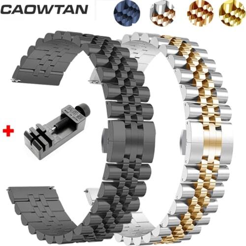 22mm 20mm Stainless Steel Strap Band for Samsung Galaxy Watch 3 41 45mm Gear S3 Watch 46mm 42mm for Amazift Metal Wrist Bracelet