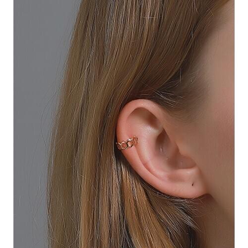 1 PCS Vintage Simple U-shaped Honeycomb Ear Cuff Non Pierced Clip Earrings Trendy Punk Small Gold Color Open Circle Earrings