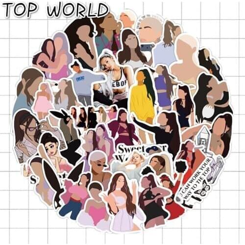 10/50PCS/set Performer Singer Ariana Grande Stickers For Skateboard Fridge Guitar Laptop Motorcycle Luggage Cartoon Stickers