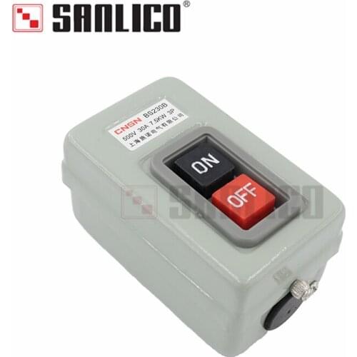TBSP-330 BS230B AC380V 3Phase 3.7Kw Motor Start Stop Power Push Button Switch Station 30A ON/OFF Self-Lock Latching