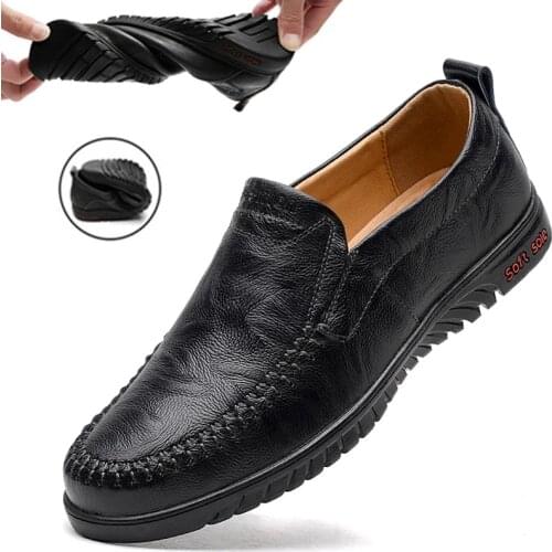 Brand Men Genuine Leather Shoes Luxury Casual Shoes Soft Men Loafers Breathable Slip On Driving Men Shoes Plus Size 47