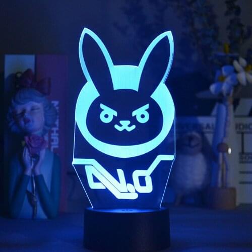 USB 3D Lamp Bedroom Night Light LED Bluetooth Base Nightlight Overwatch D.Va Hana Song Anime Fans Kids Gift Will Of Holidays