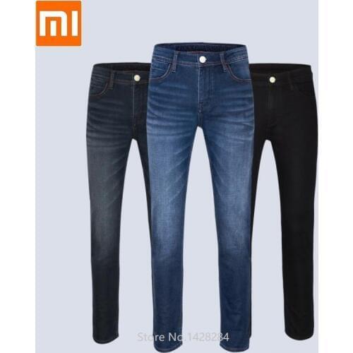 Xiaomi Cottonsmith men Autumn Winter Coffee carbon Warm fleece jeans Soft Casual Slim Straight Pants Fashion man Trousers