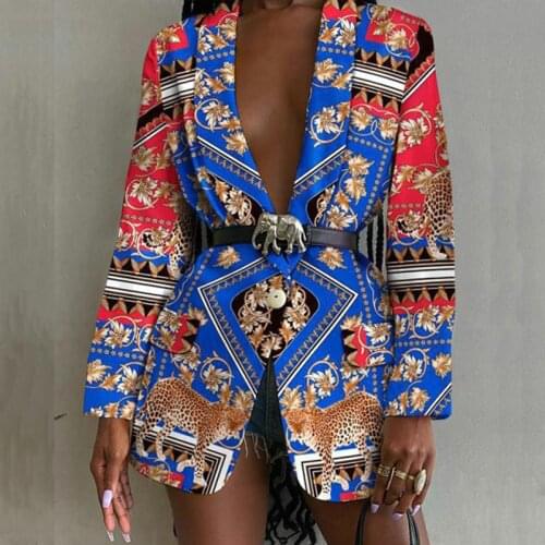 Suit WOMEN Turn-down Collar Print Shawl Collar Single Button Blazer Casual Abstract Graphic Work Coat sexy fashion full new