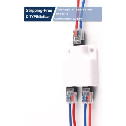 1pcs Quick Pluggable Splice LED strip Wire Connector Crimp Terminals for 22-20AWG Car Home Light Electric Splitter Connectors