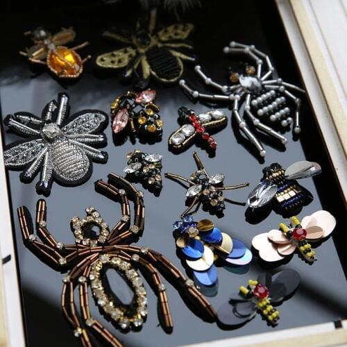 New 1 PCS Bees sequins Rhinestones beads patches applique sew on beading applique clothes shoes bags decoration patch DIY