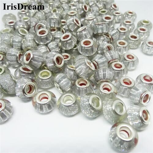 10 Pcs Multi Color 14mm Big Hole Round Loose Plastic Resin Murano Beads Fit European DIY Pandora Bracelets For Jewelry Making