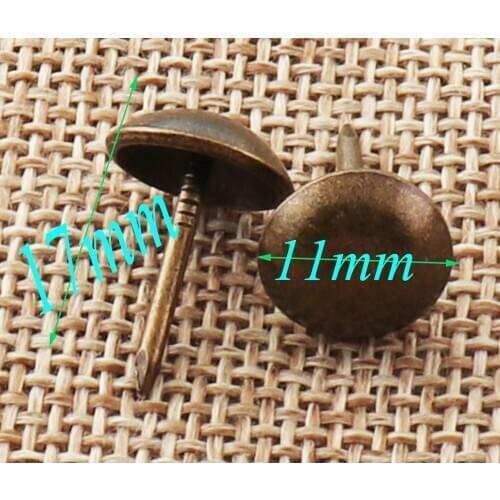 100 PCS Antique Bronze Upholstery Tacks,11mm Nailhead Tacks Rivets,Upholstery Tacks Nails Thumb Tacks,Old Tacks Studs Nails