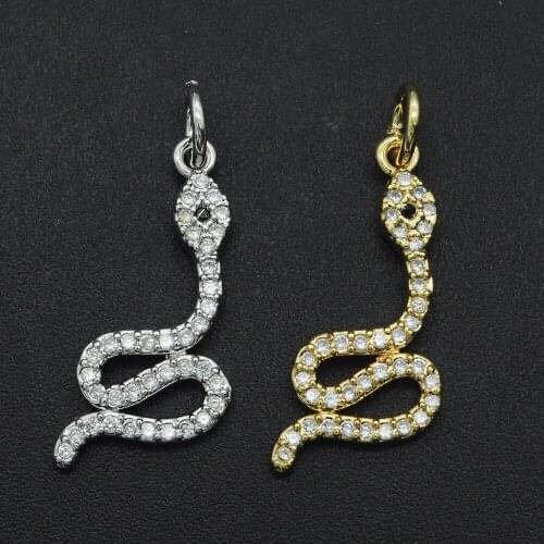 33x26mm 100% CZ Zircon DIY Jewelry Snake Charm Pendant Wholesale Jewellwery Finding Supplies Jewellery Accessories