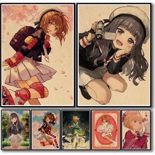 36 Designs Anime Card Captor Sakura Kraftpaper Poster Cartoon Art Painting Funny Wall Sticker for Coffee House Bar 2