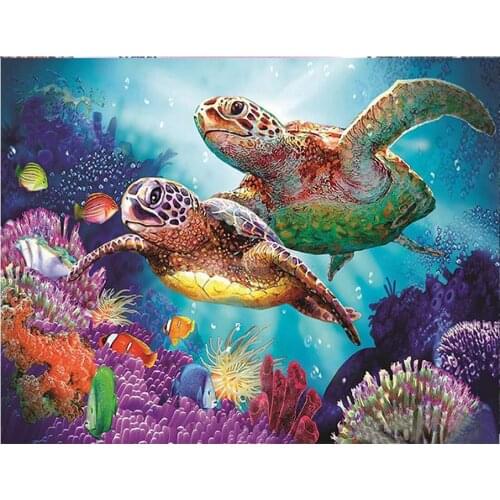 5D DIY diamante pintura patrón de mosaico completo Animal tortuga arte bordado flor punto de cruz decoración del hogar