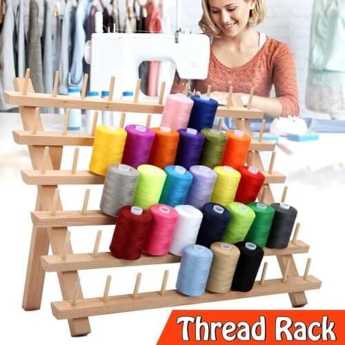 60 Spools Thread Rack Foldable Wood Thread Stand Rack Holds Organizer Wooden Thread Rack Embroidery Sewing Storage Holder