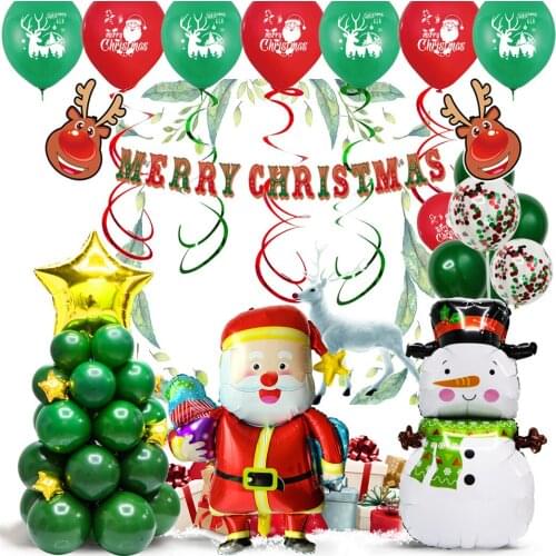 69PCS 12 Inch Round Latex Aluminum Film Combination with Christmas Scene Decoration Christmas Balloon Decor Supplies
