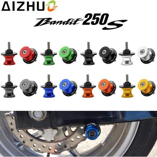 8mm Motorcycle Swingarm Slider Spool CNC Aluminum With Moto Accessories Parts Stand Screws For Suzuki Bandit 250S GSF250S