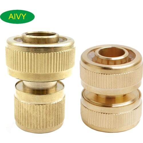 AIVY Standard 3/4 Inch Soild Brass Quick Connectors Adapters Garden Hose Repair Joints for Wartering Irrigation