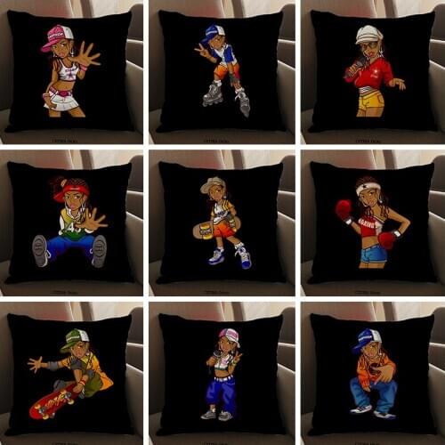 African cartoon sport characters Cushion Cover linen Home living room Sofa Throw Pillow case hotel cafe office Cushions Covers