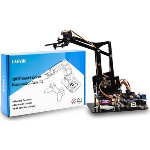 LAFVIN 4DOF Acrylic Toys Robot Mechanical Arm Claw Kit for Arduino for UNO R3 DIY Robot with CD Tutorial