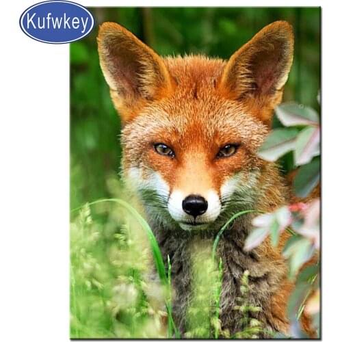 Young fox in spring forest diamond painting cross stitch animal diamond embroidery full square round drill Art for kids gift