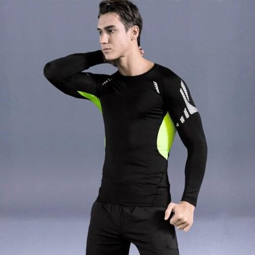 Quick Dry Compression Sportswear Mens Running T-Shirts Fitness Gym Tights Blouse Tees Male Soccer Jersey Jogging Undershirt