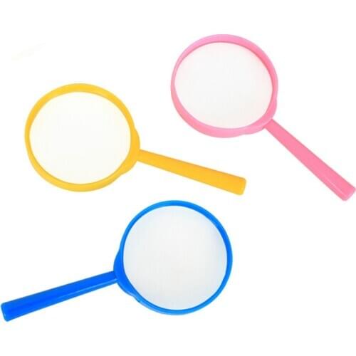 Color plastic handle straight handle foreign trade acrylic magnifying glass student children classroom outdoor educational toys