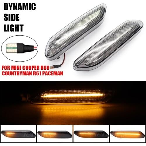Dynamic Blinker Sequential Flashing Rear Mirror Side Light Turn Signal Fender Lamp For Mini Cooper R60 Countryman R61 Paceman