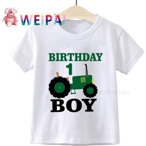 Boys Car 1-9 Birthday Number Print T Shirt Children Birthday Boy T-shirts Boy&Girl Funny Gift Tshirt Present Family Outfit