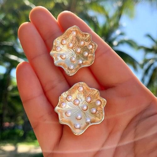 Docona New Fashion Pearl Stone Stud Earring for Women Charms Flower Geometry Alloy Earrings Female Party Jewelry Gift 19290