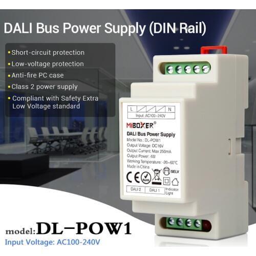 MiBOXER DL-POW1 DALI Bus Power Supply (DIN Rail) DC16V Output Current 250mA;Max Reted power 4W;Leakage Current