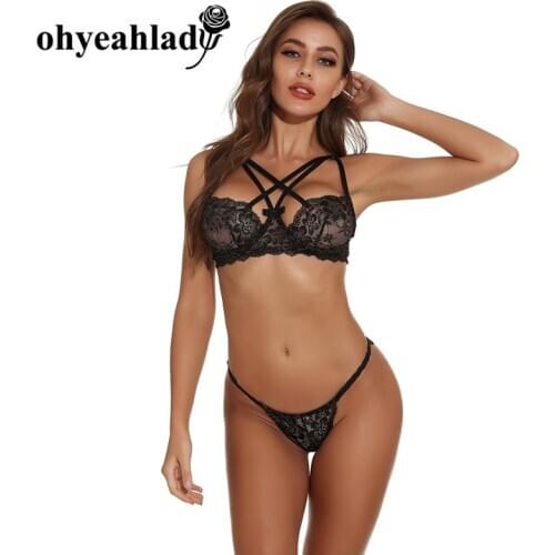Ohyeahlady Lingerie Set Sexy Lingerie Women Set Lace Gathered Adjustment On The Thin Under Thick Bra Green Summer RJ80956