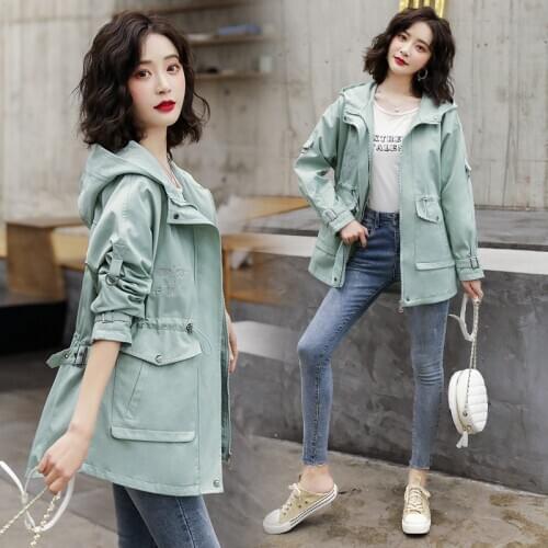Short coat female spring new womens fashion leisure hooded the spring and autumn period and the lady trench coat