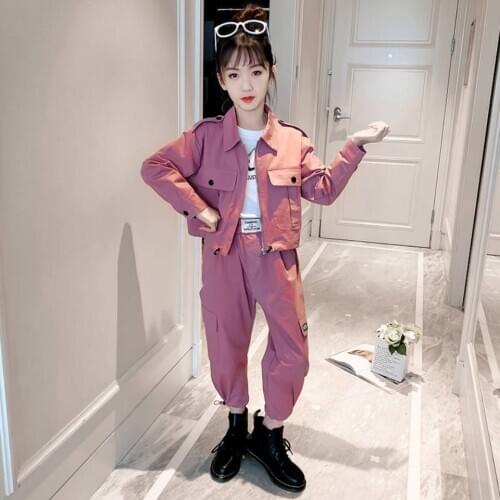 New Stylish Kids Girls Outfits Children 2020 Autumn Suit Pants&Jacket 2PCS/set Cute Clothes For 4-14 Teens Shool Girl Wearing