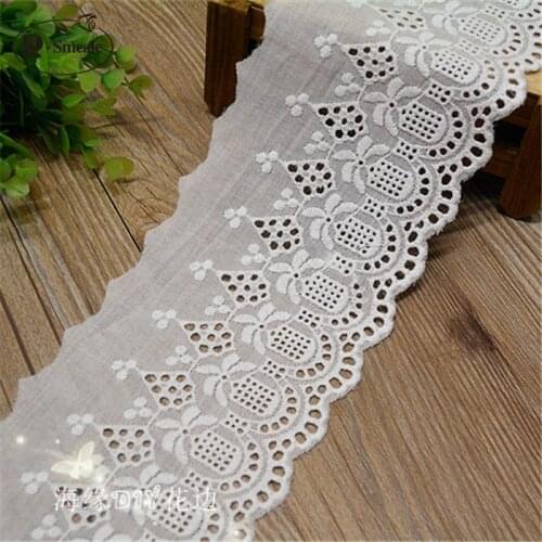 5Yards/lot Width 10cm White100% Cotton Embroidered Lace Fabrics, Womens Clothing Diy Lace Trim, Free Shipping RS216