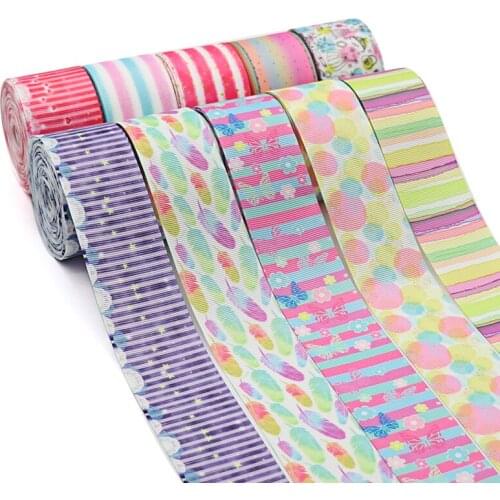10 Yards 1.5'' 38MM Gradient Rainbow Stripes Printed Ribbon For Hair Bows DIY Crafts Handmade Accessories Y2021030601