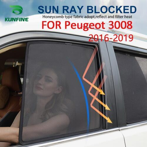 4PCS/Set Or 2PCS/Set Magnetic Car Side Window SunShades Mesh Shade Blind For Peugeot 3008 2016 2017 2018 2019