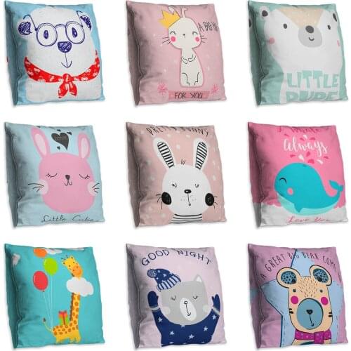 Cute cartoon double side Print Cushion Cover polyester Decorative For Sofa Seat Soft Throw Pillow Case Cover 45x45cm Home Decor