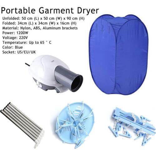 Mini Blue Portable Garment Dryer Multipurpose Electric Air Clothes Dryer 800W Quick Drying Machine Rack Storage