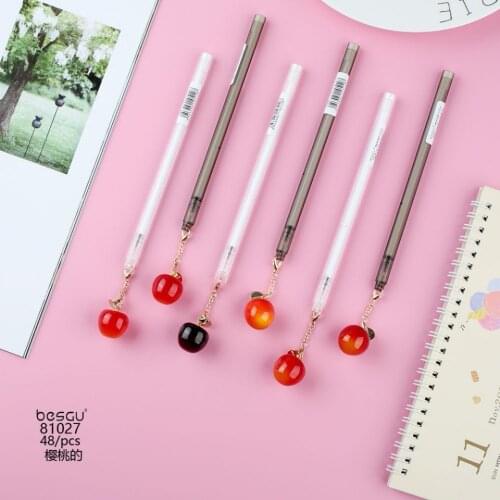 16PCS Cherry Neutral Pen Cute Fruit Stationery Supplies Signature Pen